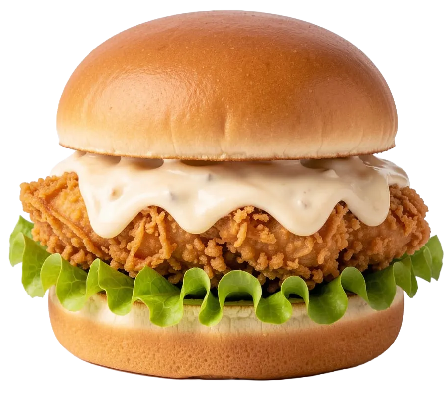 Crispy chicken sandwich cutout